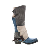 Salvador 717342-401 Womens Blue Leather Hook & Loop Knee High Boots