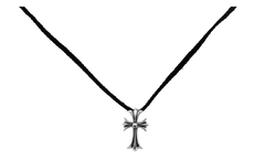 Cross Leather Braids Necklace "Silver" CHRM0909