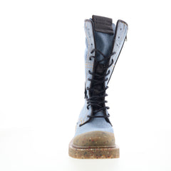 Cambert Womens Blue Canvas Lace Up Casual Dress Boots