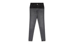 Contrast Leather Skinny Jeans Wmns "Grey" PS22WDS071_BLUE