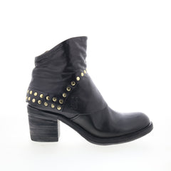 Jonas Womens Black Leather Zipper Ankle & Booties Boots