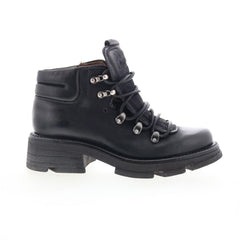 Langan Womens Black Leather Lace Up Ankle & Booties Boots