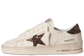 Stardan white leather brown glitter