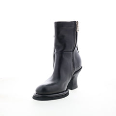 Nelle Womens Black Leather Zipper Casual Dress Boots