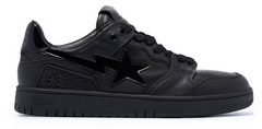 A Bathing Ape SK8 Sta Triple Black Patent Leather Sta Logo