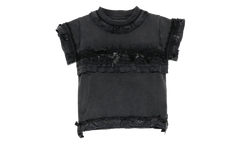 Ruffle Crew Neck T-Shirt WMNS "Washed Black" 836121 TTVF8 1055