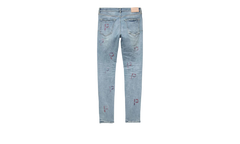 LIGHT INDIGO EMBROIDERY PUNCH P PLAID "Blue" P001 LEPP223