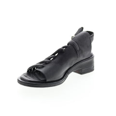 Simmy A70002-101 Womens Black Leather Hook & Loop Strap Heels Shoes