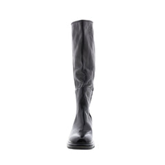 Lynton A95305-101 Womens Black Leather Zipper Knee High Boots