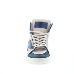 Adler Womens Blue Leather Lace Up Lifestyle Sneakers Shoes