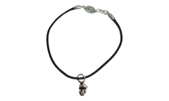 The Rolling Stones Diamond Lips Pendant Cord Bracelet "Black Silver" CHRM1124