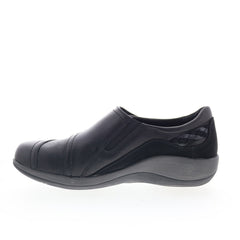 Aetrex Karina DM500 Womens Black Wide Leather Lifestyle Sneakers Shoes