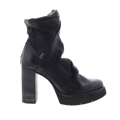 Frannie Womens Black Leather Zipper Ankle & Booties Boots