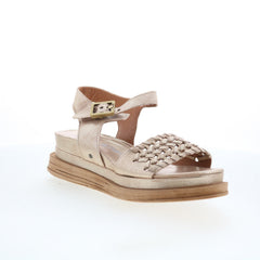 Landon Womens Gold Leather Hook & Loop Strap Sandals Shoes