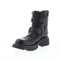 Loman Womens Black Leather Zipper Casual Dress Boots