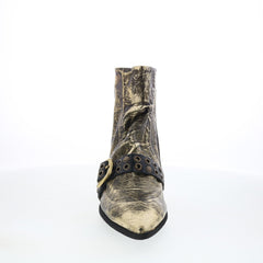 Maxie Womens Gold Leather Zipper Ankle & Booties Boots