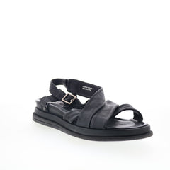 Salvie Womens Black Leather Hook & Loop Strap Sandals Shoes
